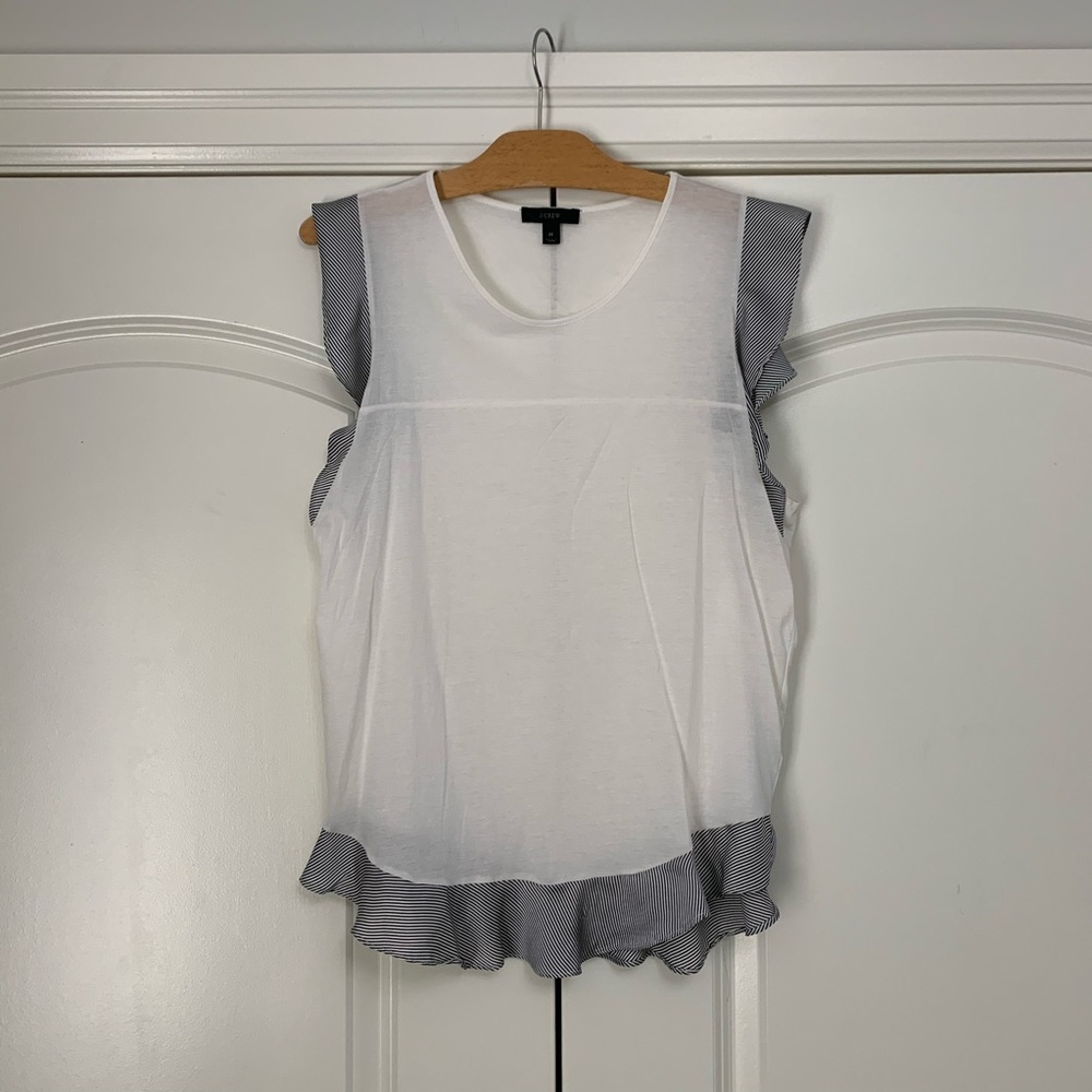 ❤️J Crew Flutter Sleeve Top White M